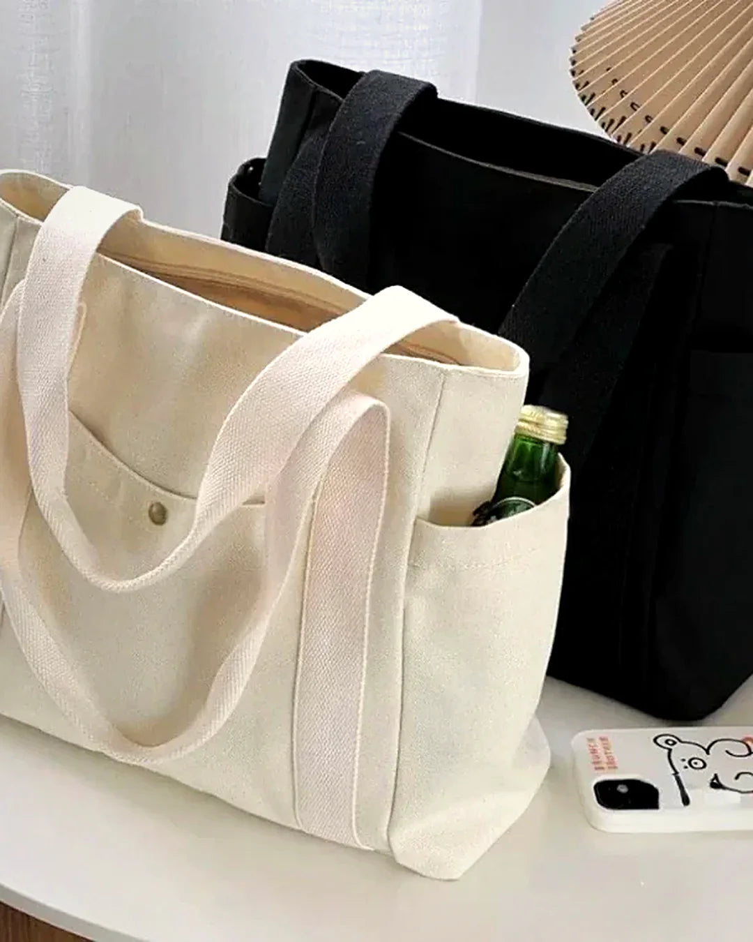 Tote de lona grande · Lunares