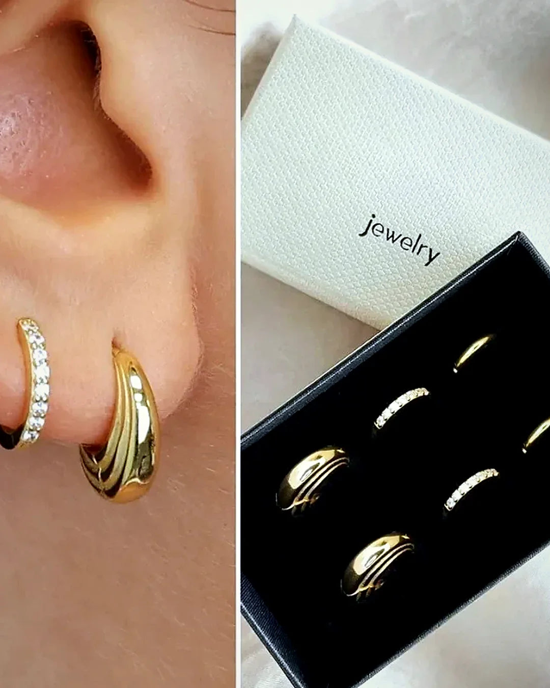Set de 3 pares de aros brillantes · Lunares